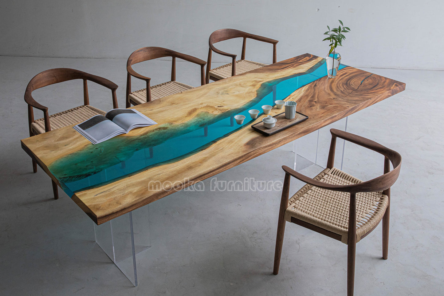 Resin Wood Dining Table - MOOKAFURNITURE