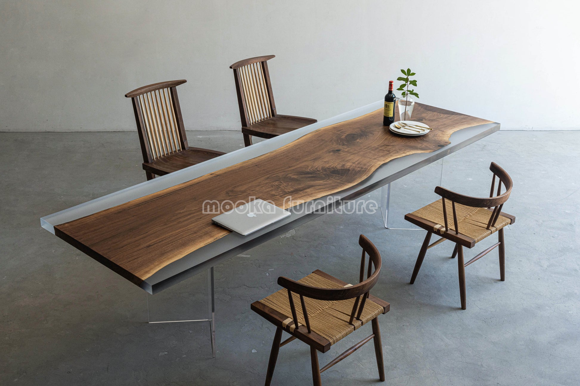 Resin Wood Dining Table - MOOKAFURNITURE