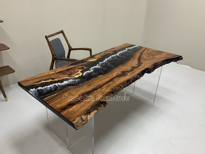 Resin Wood Dining Table - MOOKAFURNITURE