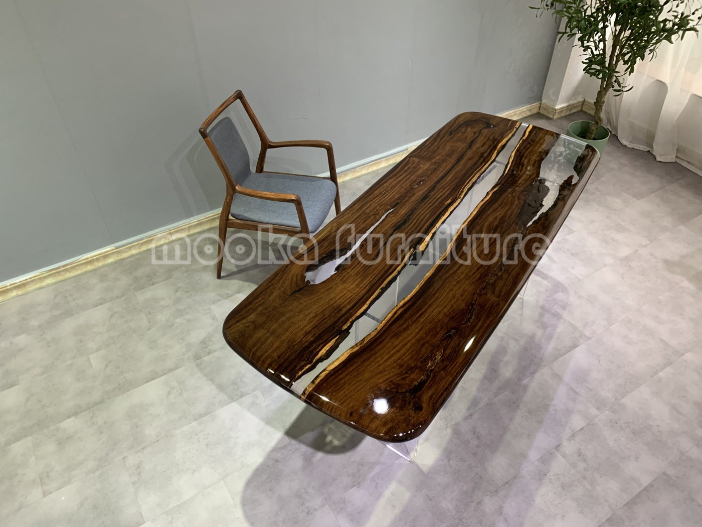 Resin Wood Dining Table - MOOKAFURNITURE