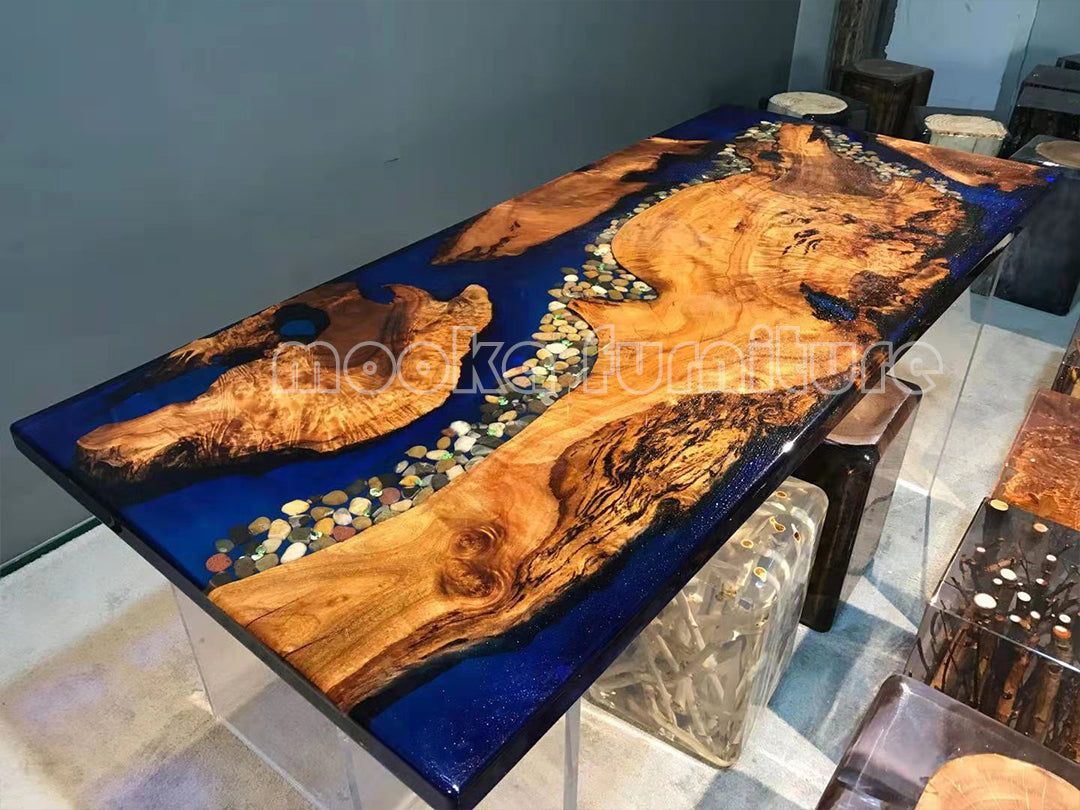 Resin Wood Dining Table - MOOKAFURNITURE