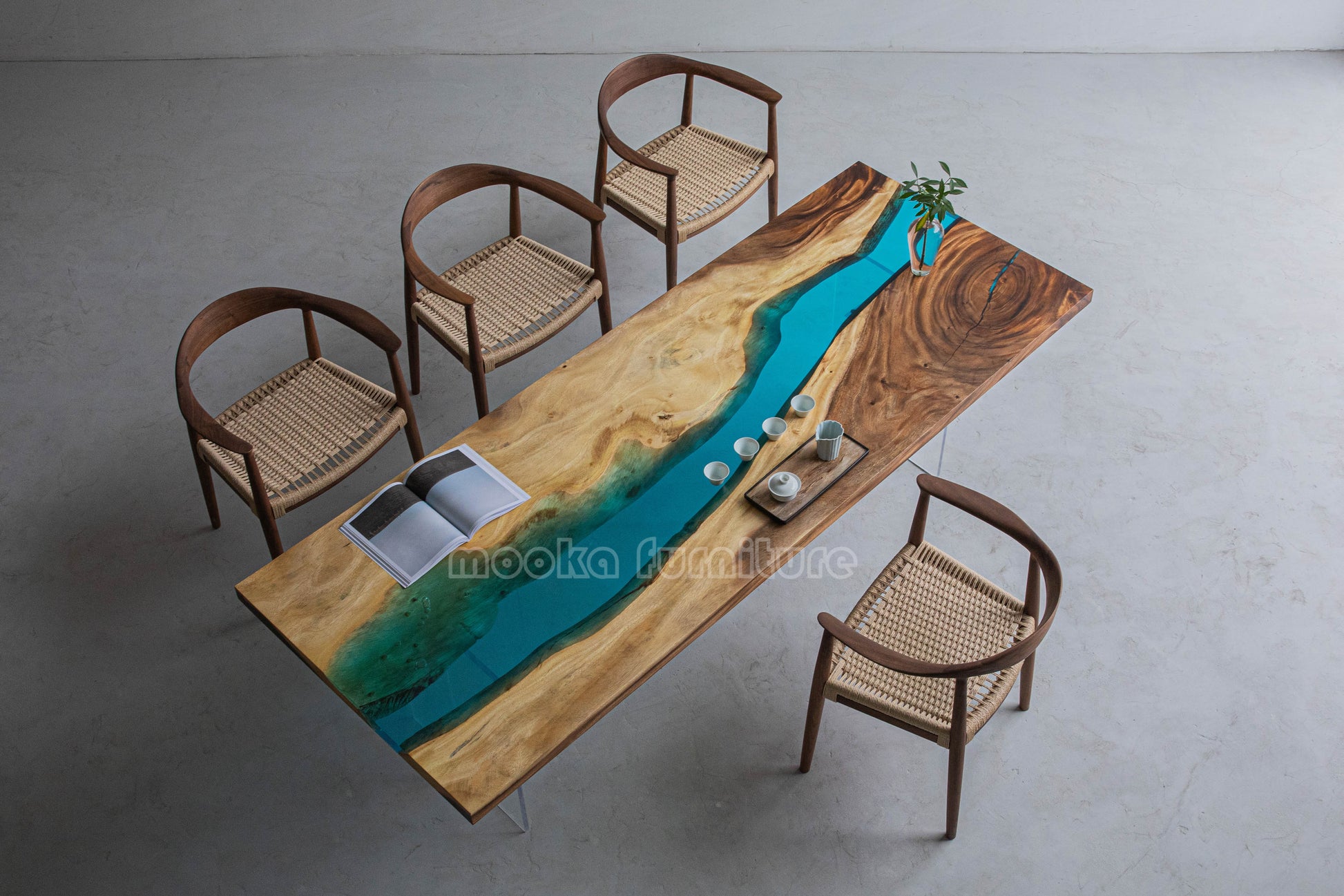 Resin Wood Dining Table - MOOKAFURNITURE