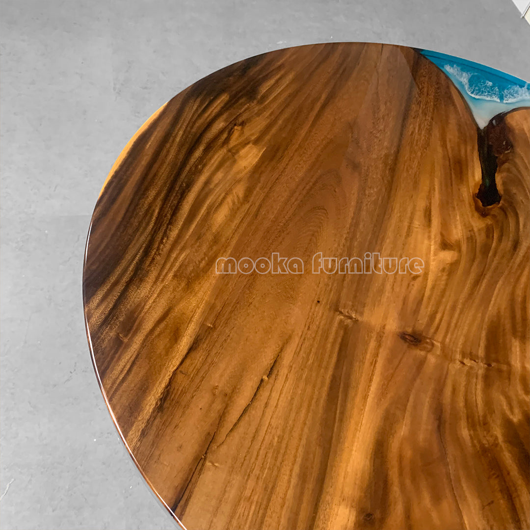 Resin Wood Dining Table - MOOKAFURNITURE