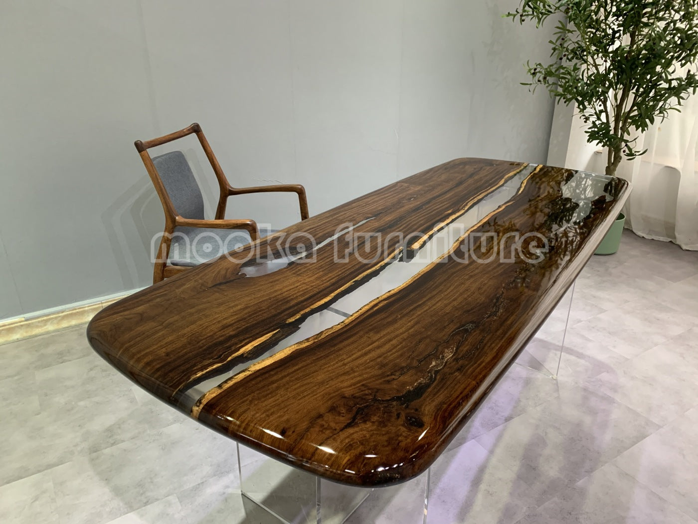 Resin Wood Dining Table - MOOKAFURNITURE