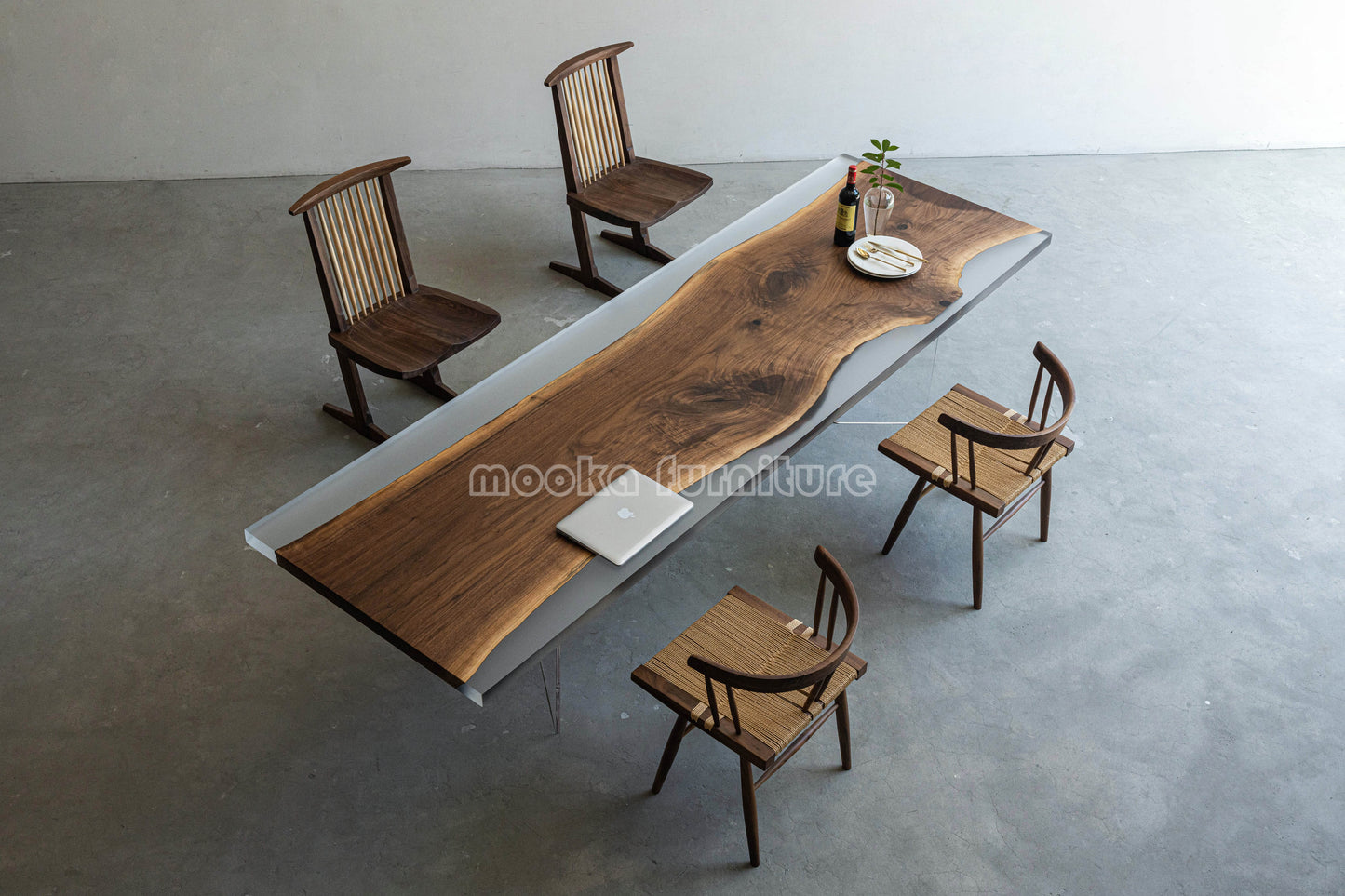 Resin Wood Dining Table - MOOKAFURNITURE