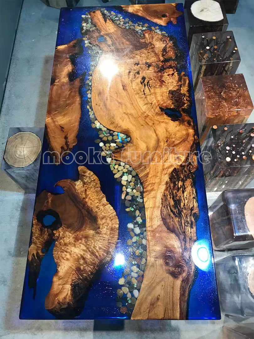 Resin Wood Dining Table - MOOKAFURNITURE