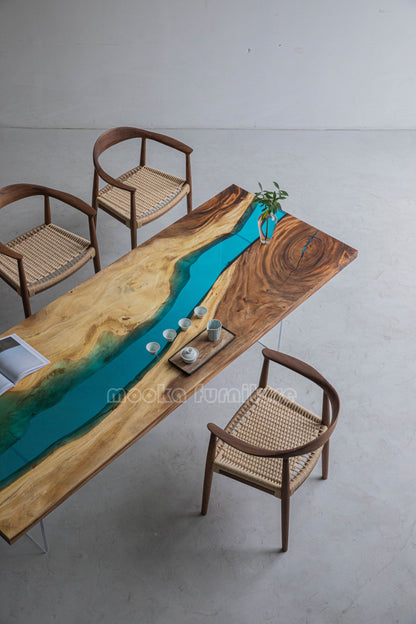 Resin Wood Dining Table - MOOKAFURNITURE