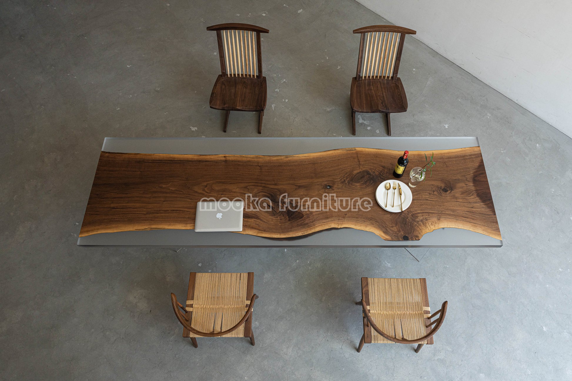 Resin Wood Dining Table - MOOKAFURNITURE