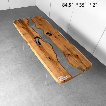 Resin Wood Dining Table - MOOKAFURNITURE