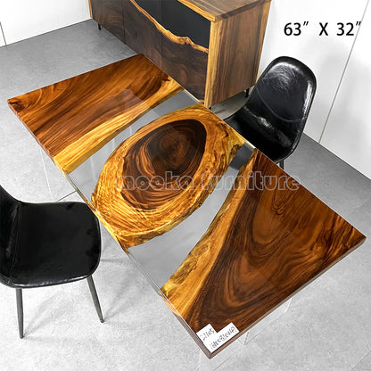 Resin Wood Dining Table - MOOKAFURNITURE