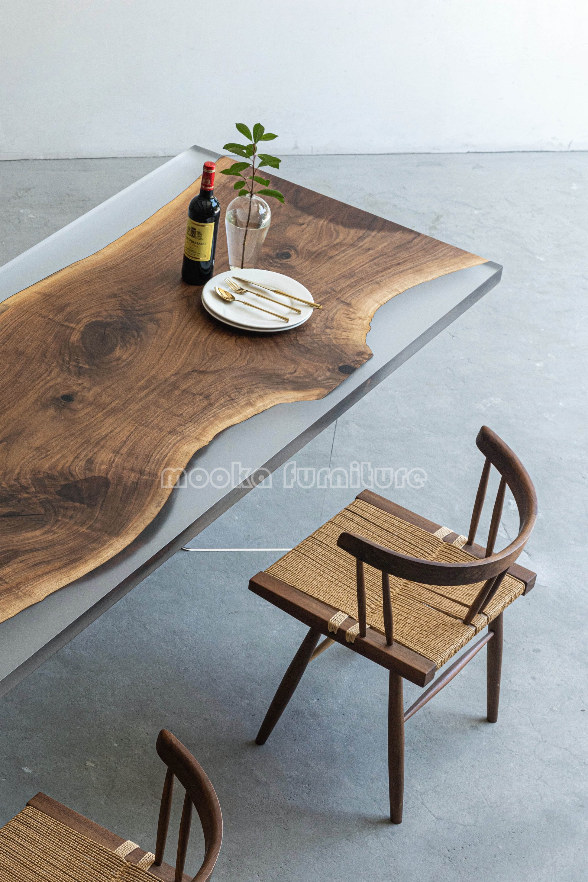 Resin Wood Dining Table - MOOKAFURNITURE