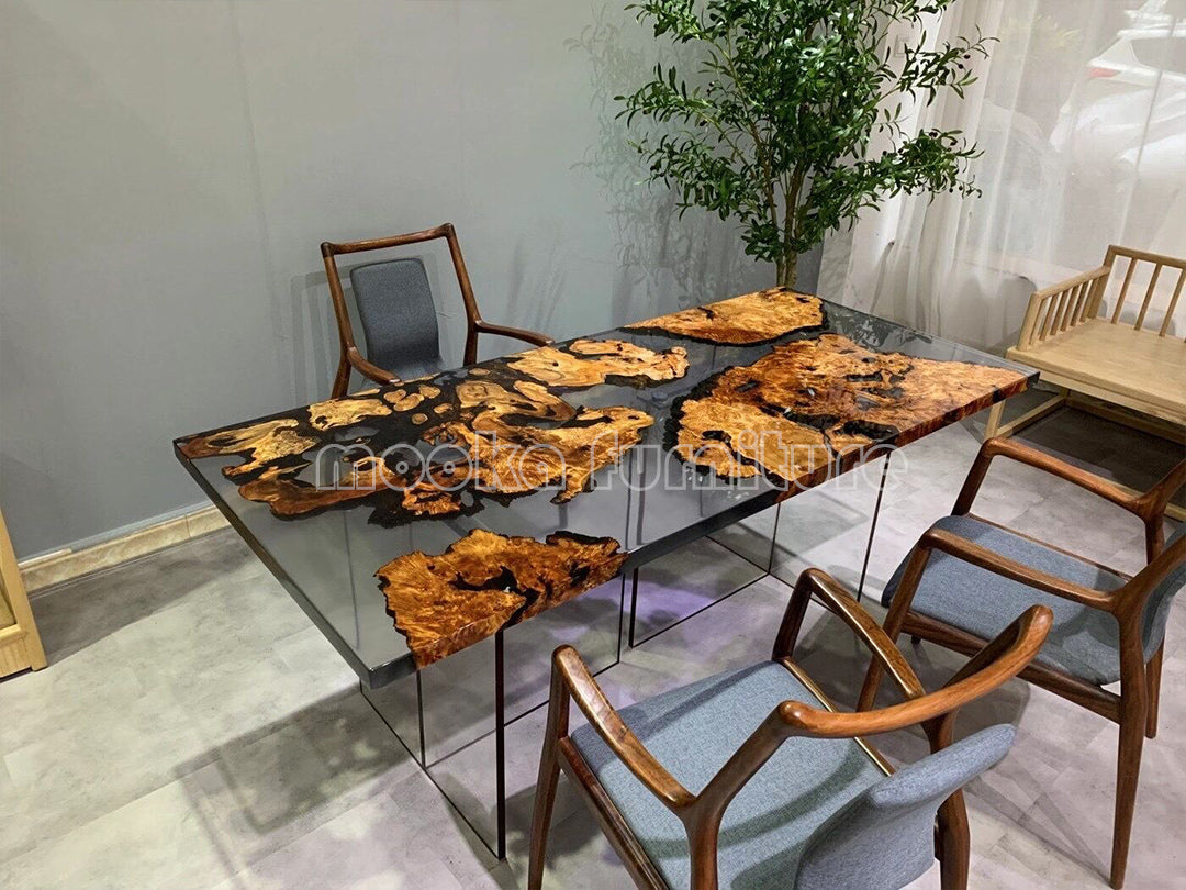 Resin Wood Dining Table - MOOKAFURNITURE