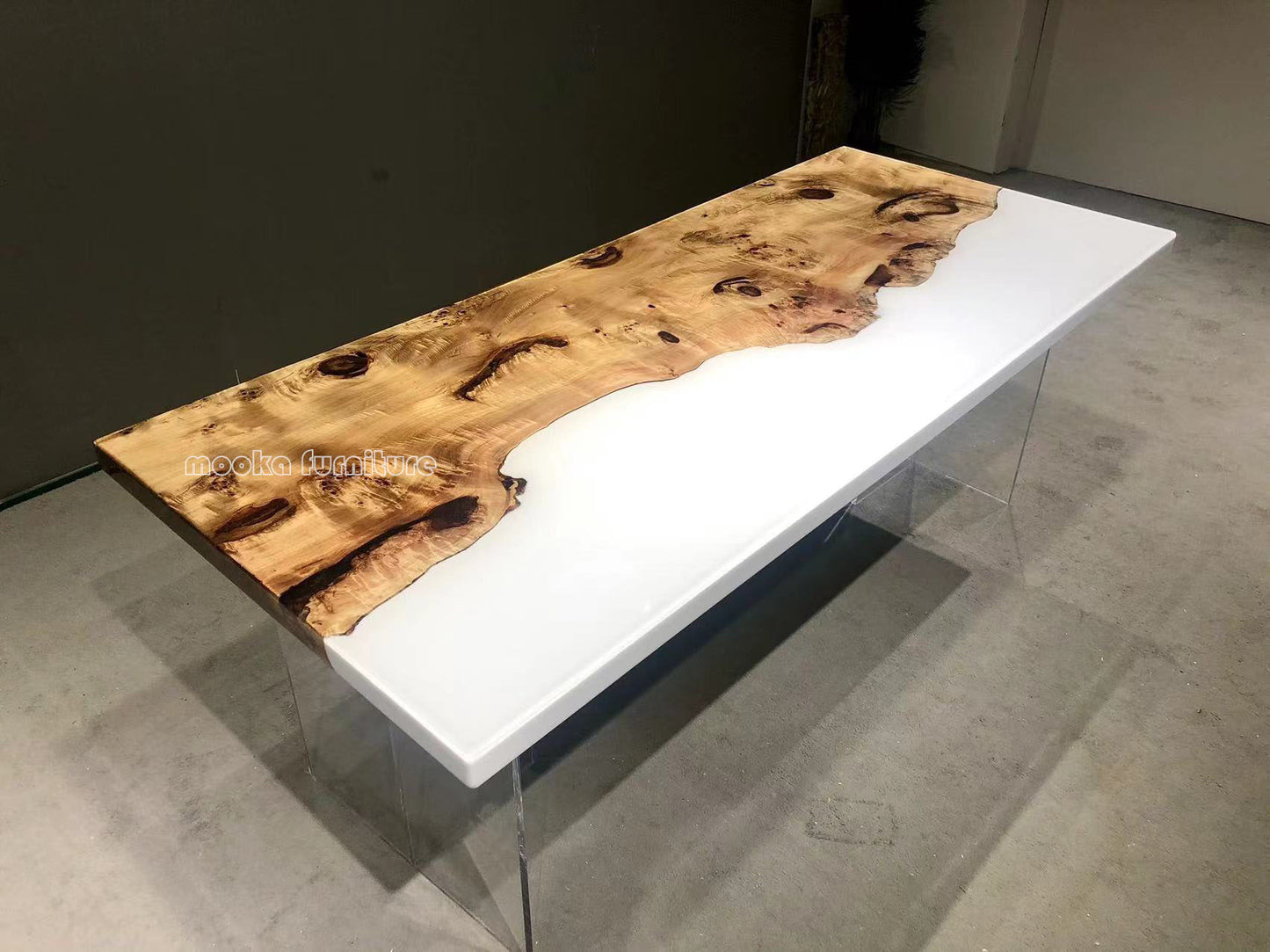 Resin Wood Dining Table - MOOKAFURNITURE