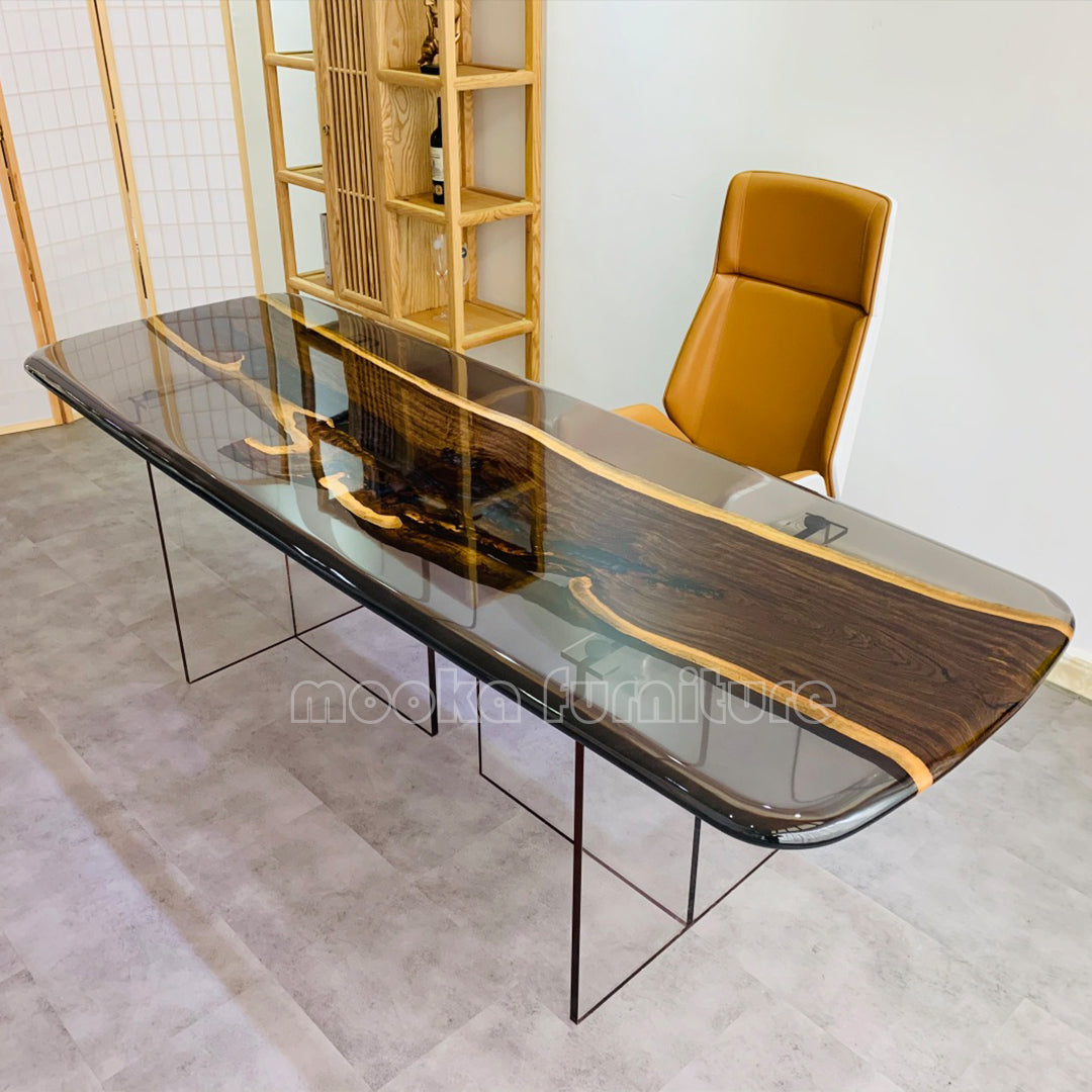 Resin Wood Dining Table - MOOKAFURNITURE