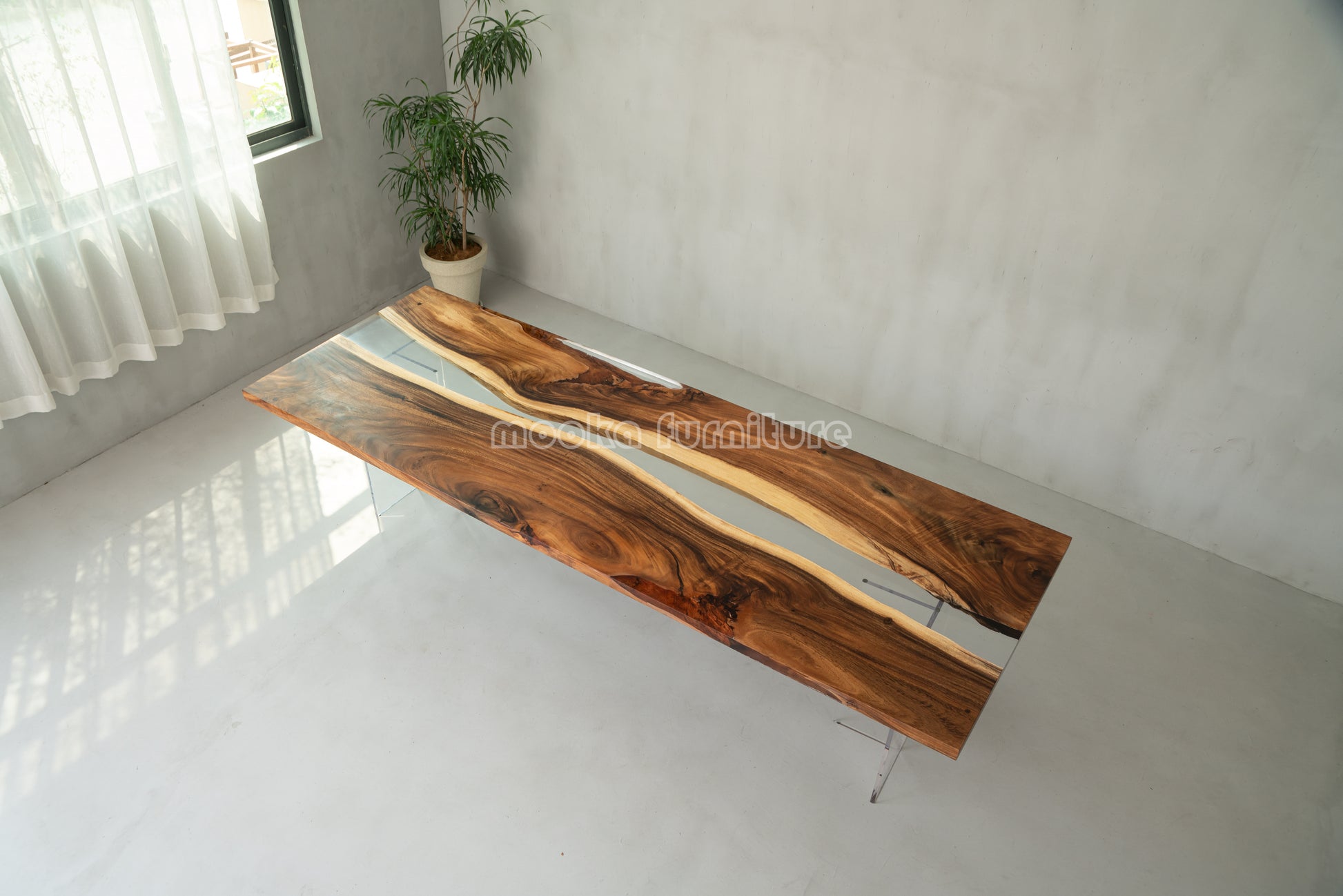 Resin Wood Dining Table - MOOKAFURNITURE