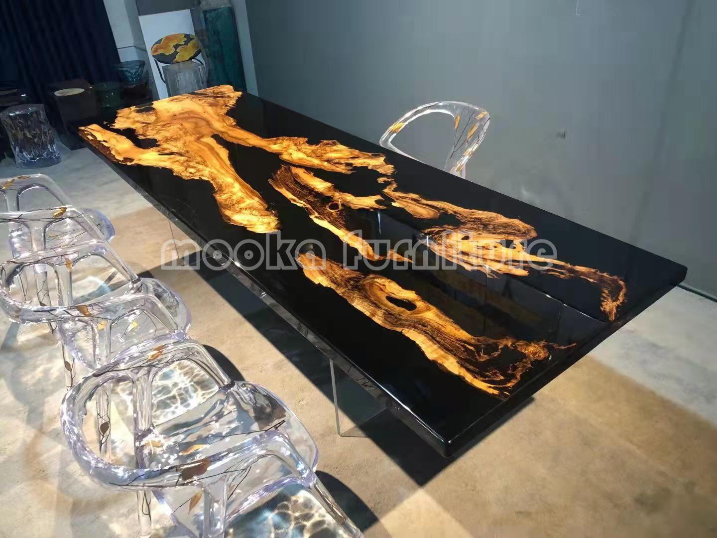 Resin Wood Dining Table - MOOKAFURNITURE