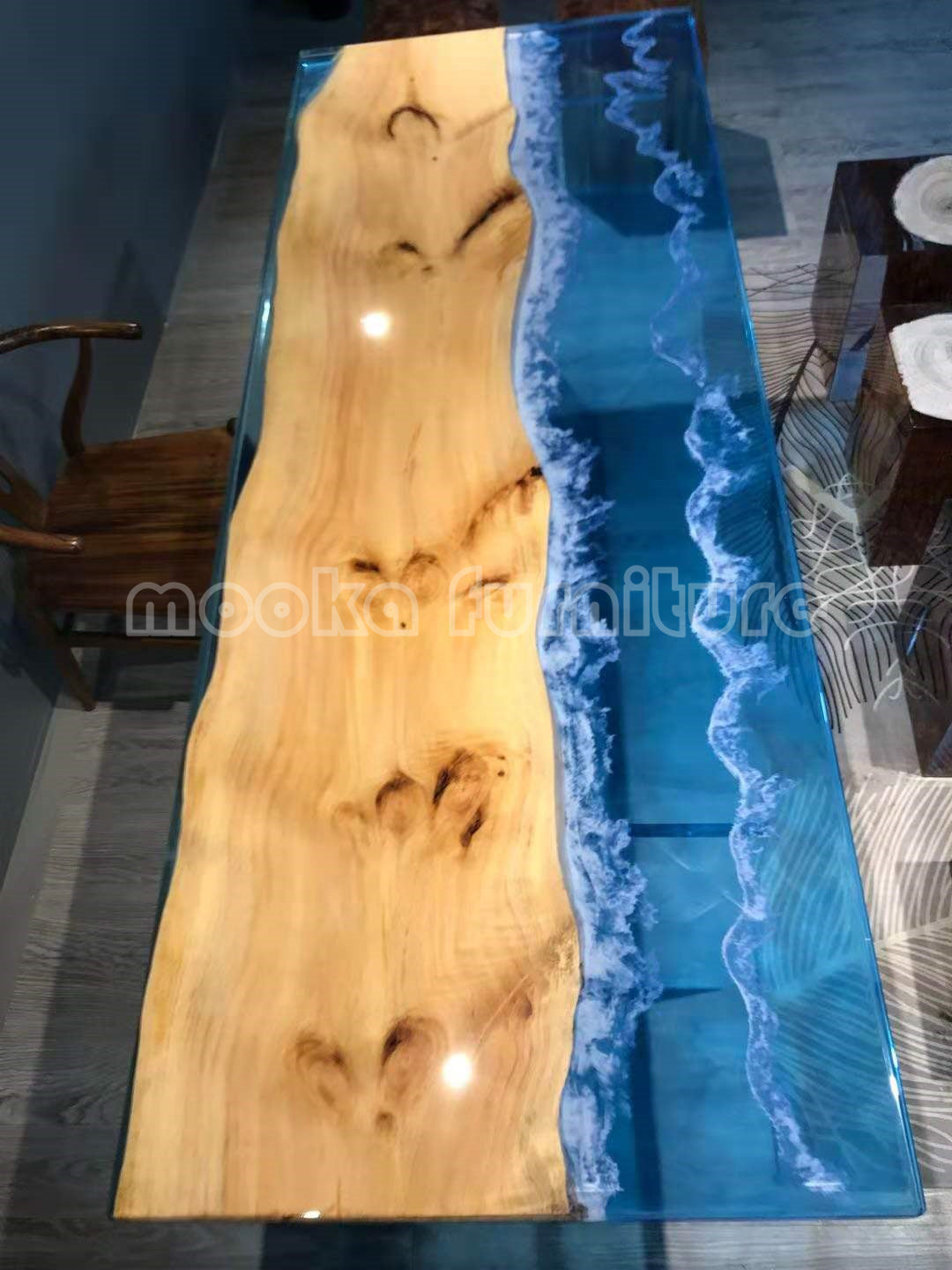 Resin Wood Dining Table - MOOKAFURNITURE