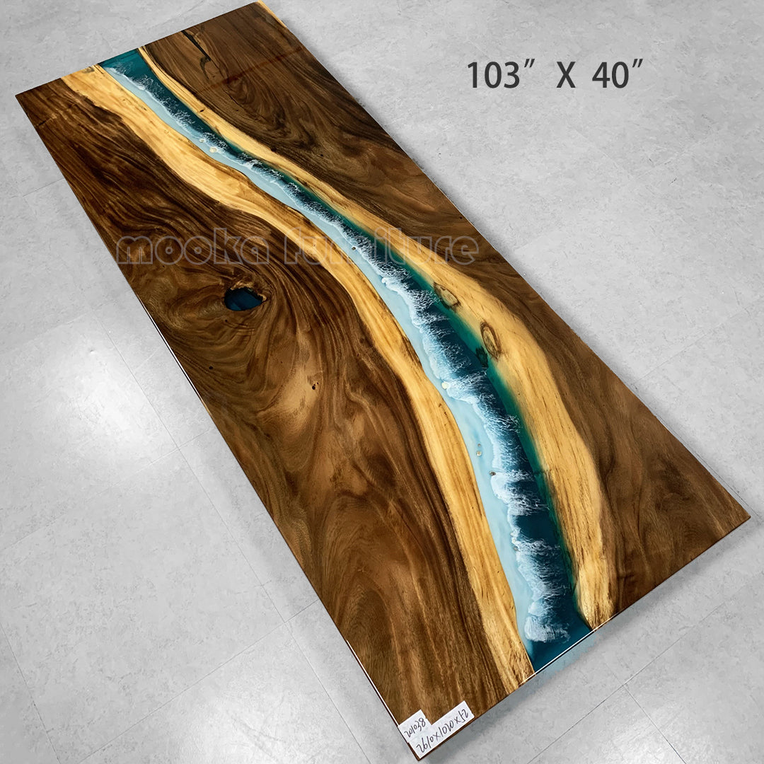 Resin Wood River Table - MOOKAFURNITURE