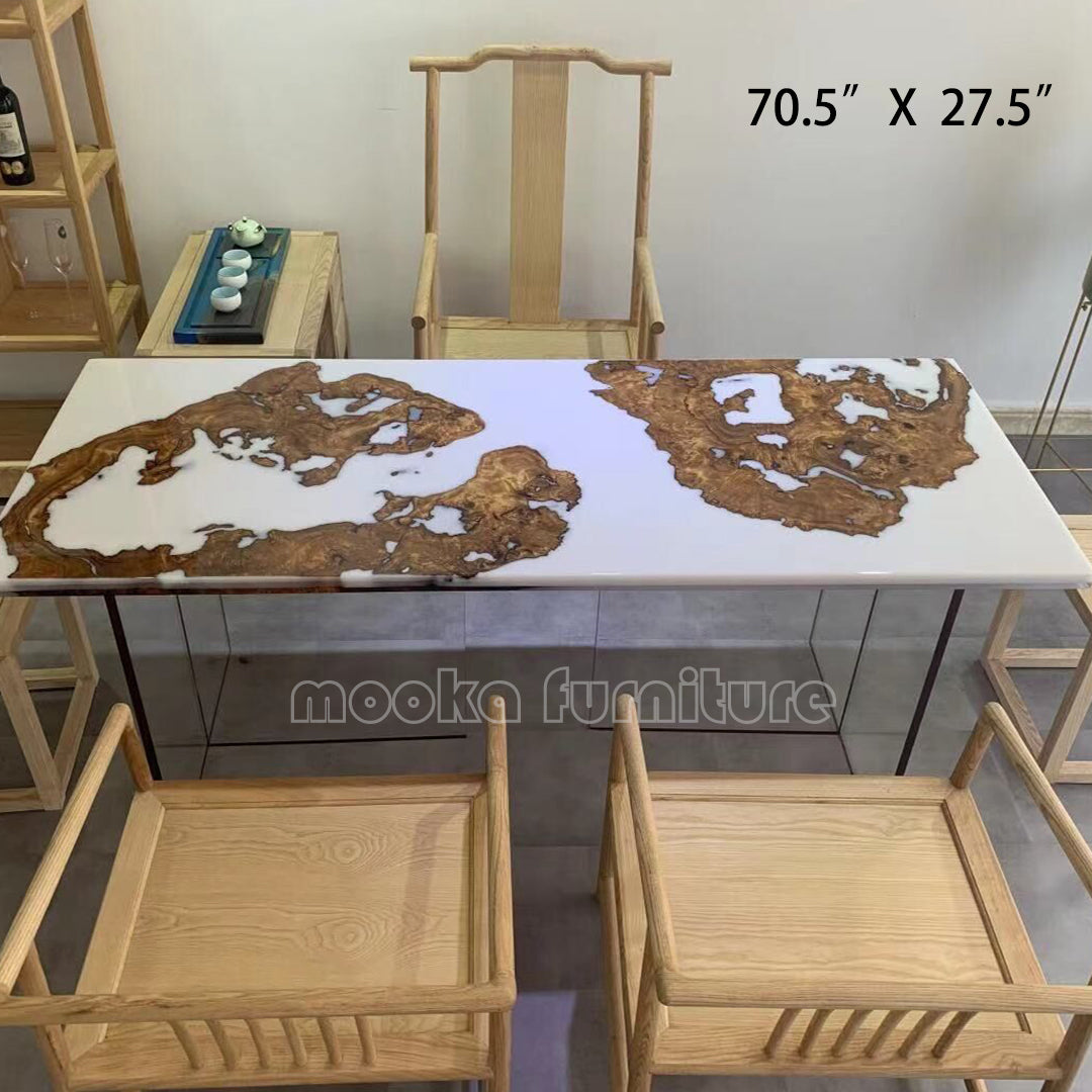 Resin Wood Dining Table - MOOKAFURNITURE