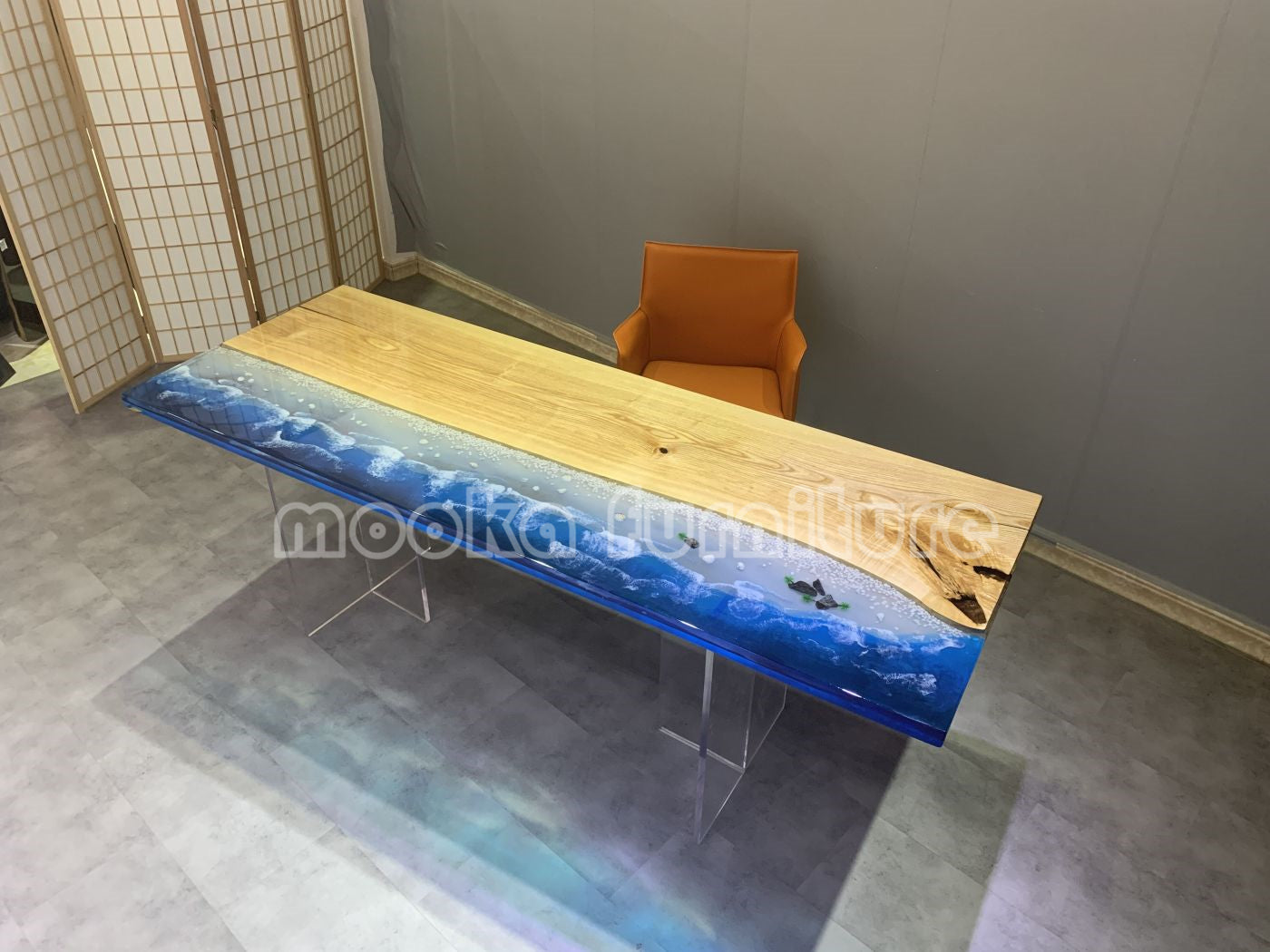 Resin Wood Dining Table - MOOKAFURNITURE