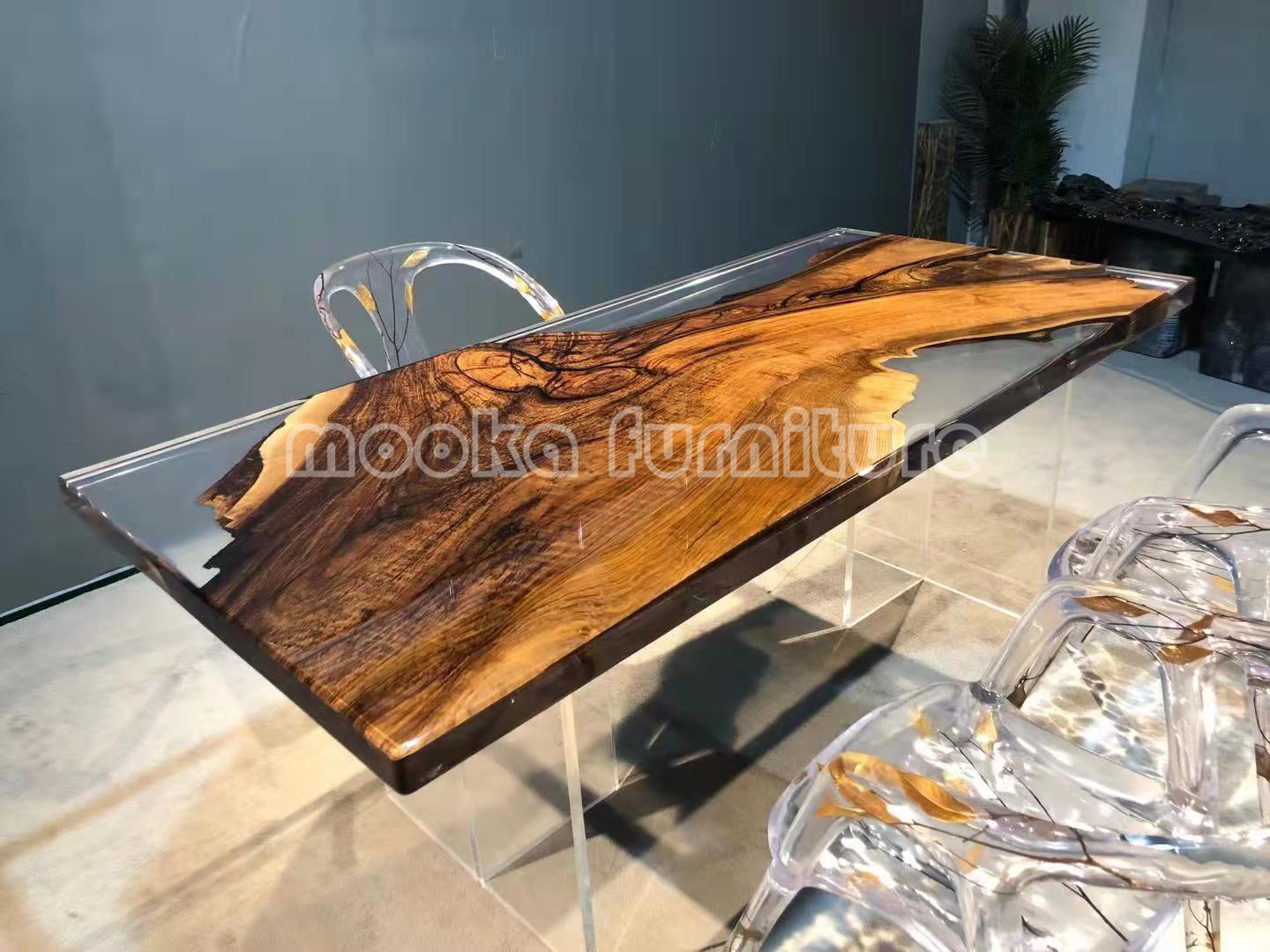 Resin Wood Dining Table - MOOKAFURNITURE