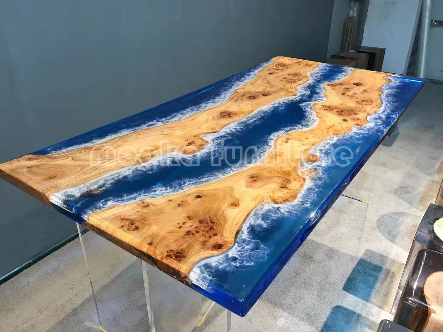 Resin Wood Dining Table - MOOKAFURNITURE