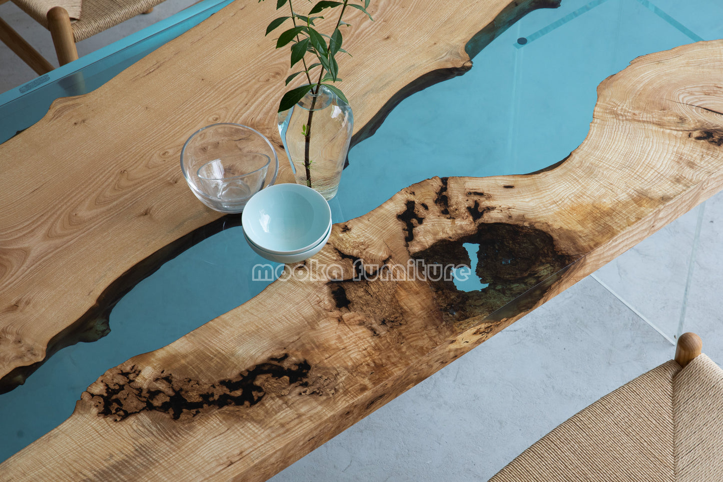 Resin Wood Dining Table - MOOKAFURNITURE