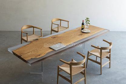 Resin Wood Dining Table - MOOKAFURNITURE