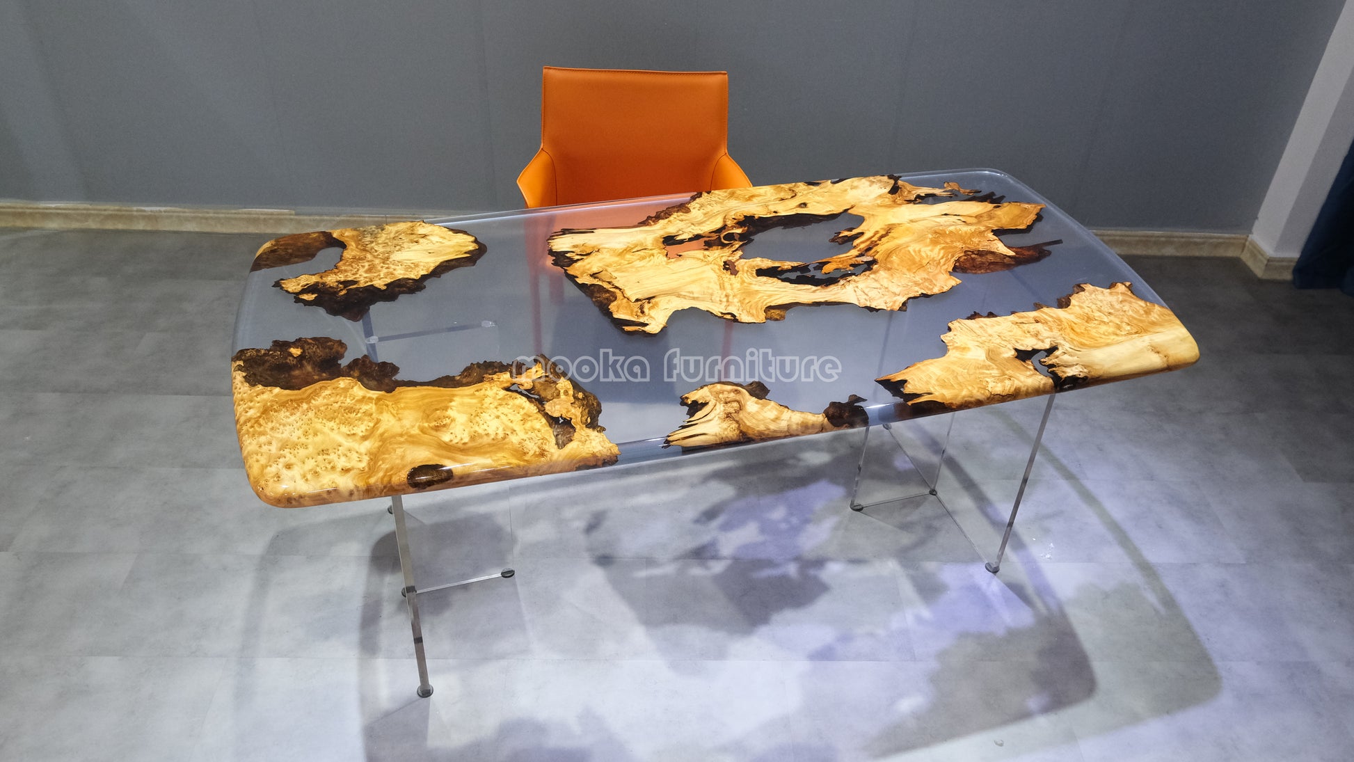 Resin Wood Dining Table - MOOKAFURNITURE