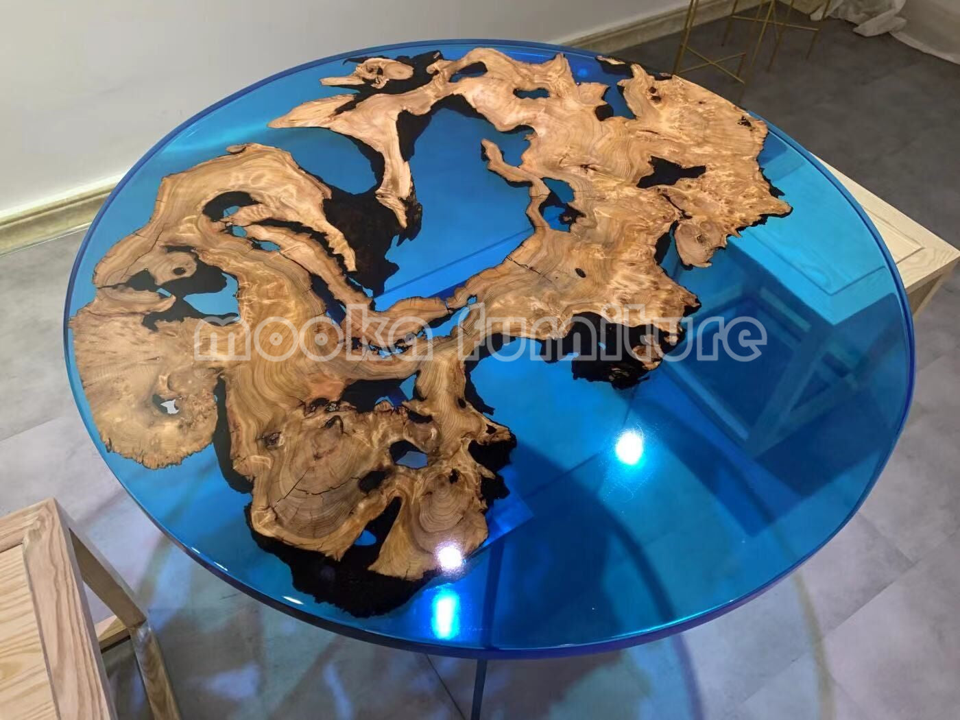 Resin Wood Dining Table - MOOKAFURNITURE