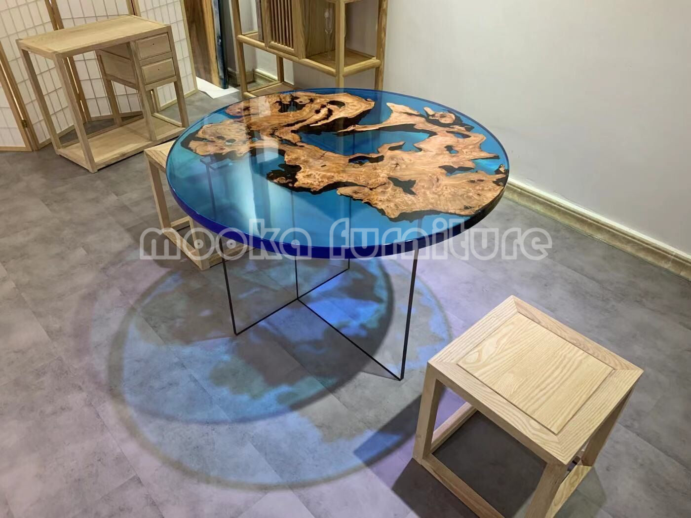 Resin Wood Dining Table - MOOKAFURNITURE