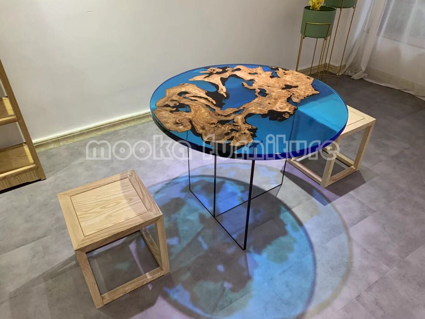 Resin Wood Dining Table - MOOKAFURNITURE