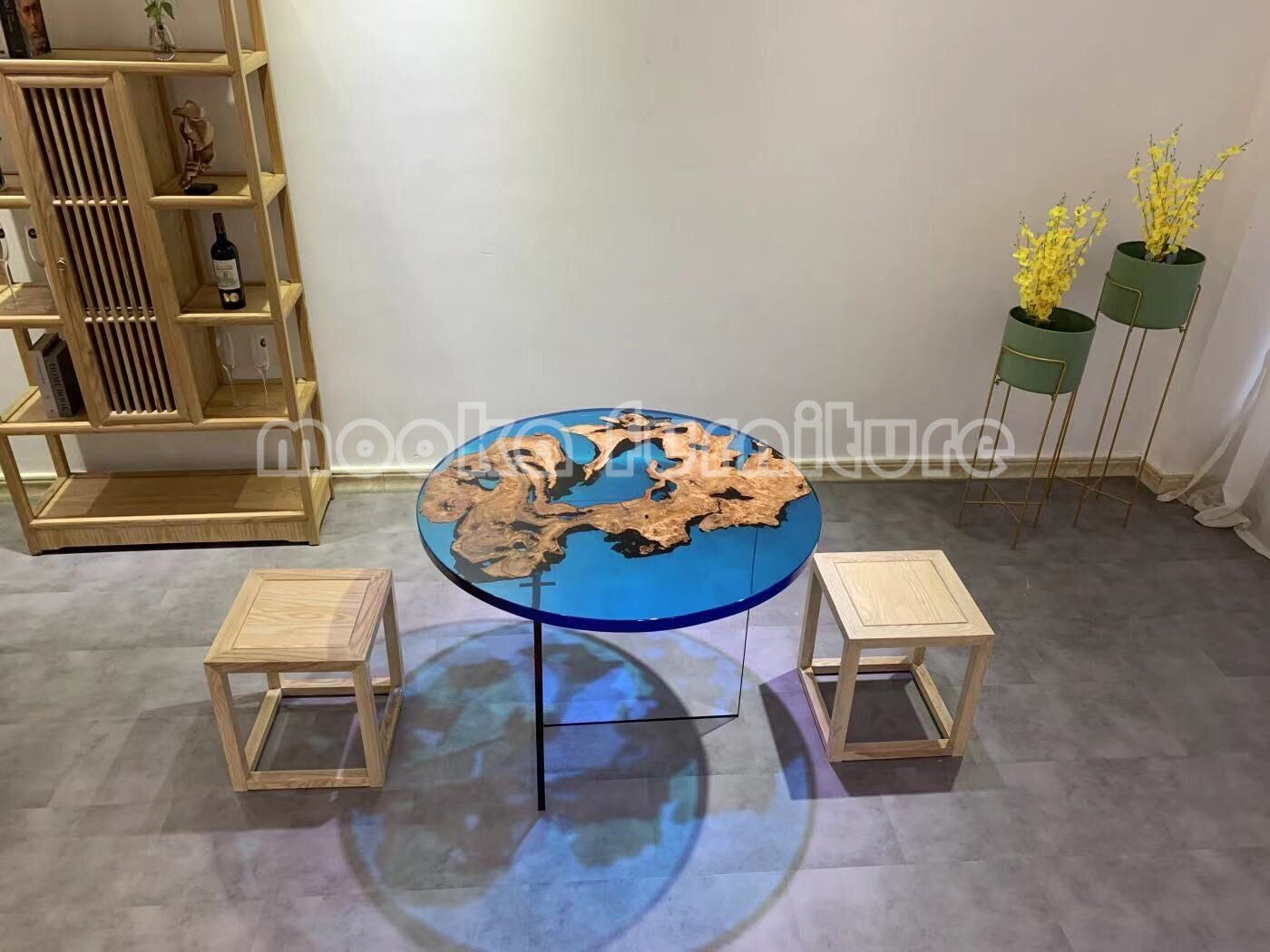 Resin Wood Dining Table - MOOKAFURNITURE