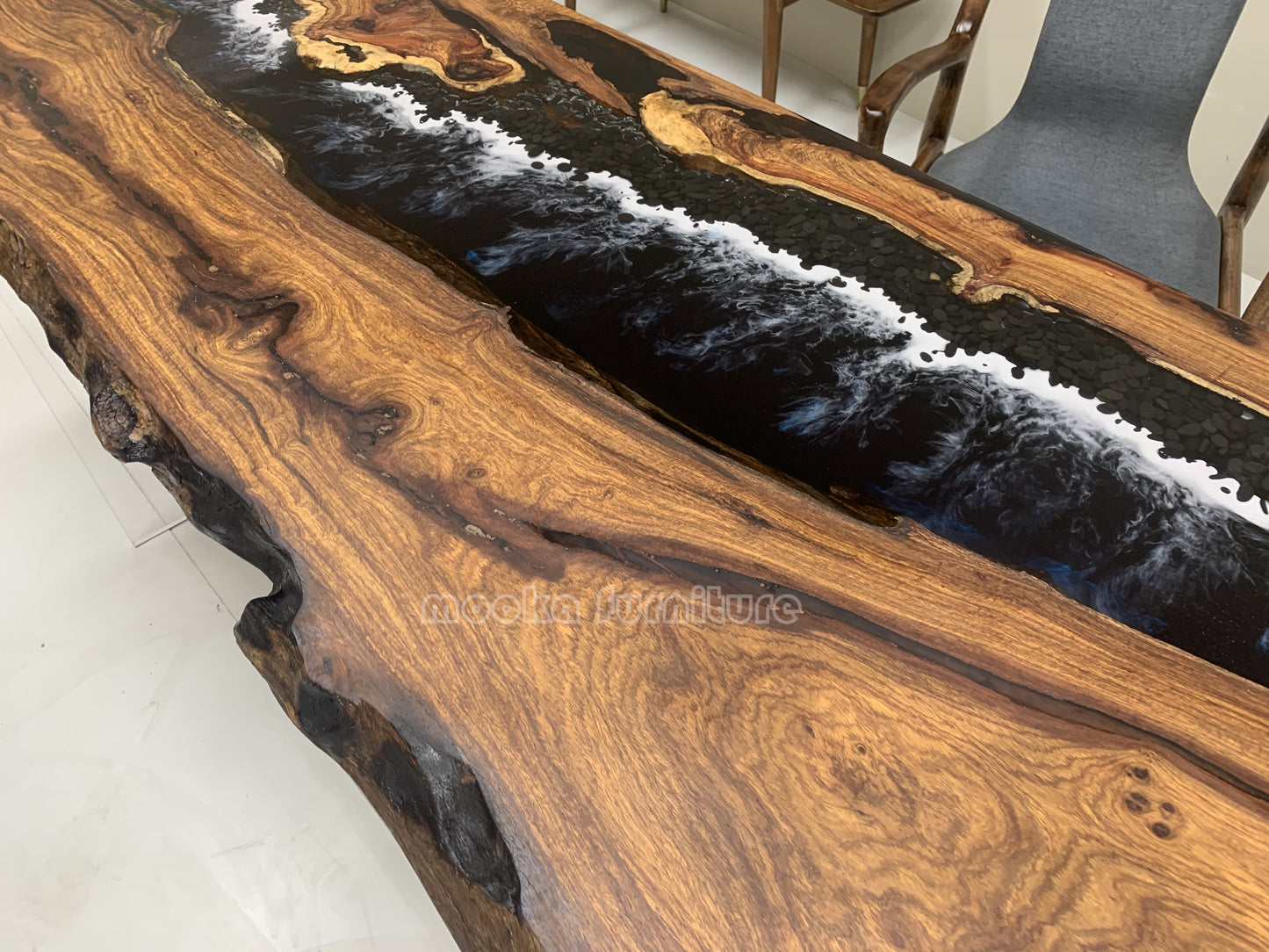 Resin Wood Dining Table - MOOKAFURNITURE