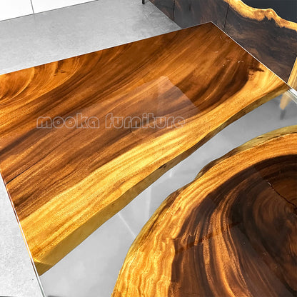 Resin Wood Dining Table - MOOKAFURNITURE