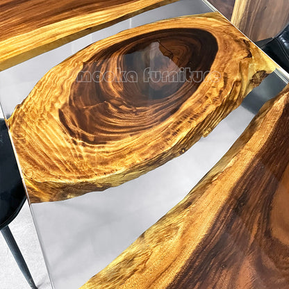 Resin Wood Dining Table - MOOKAFURNITURE