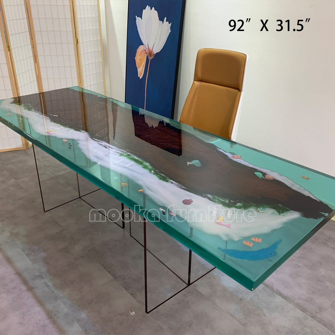 Resin Wood Dining Table - MOOKAFURNITURE