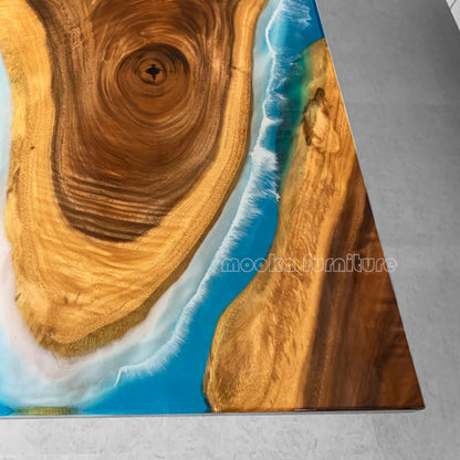 Resin Wood Dining Table - MOOKAFURNITURE