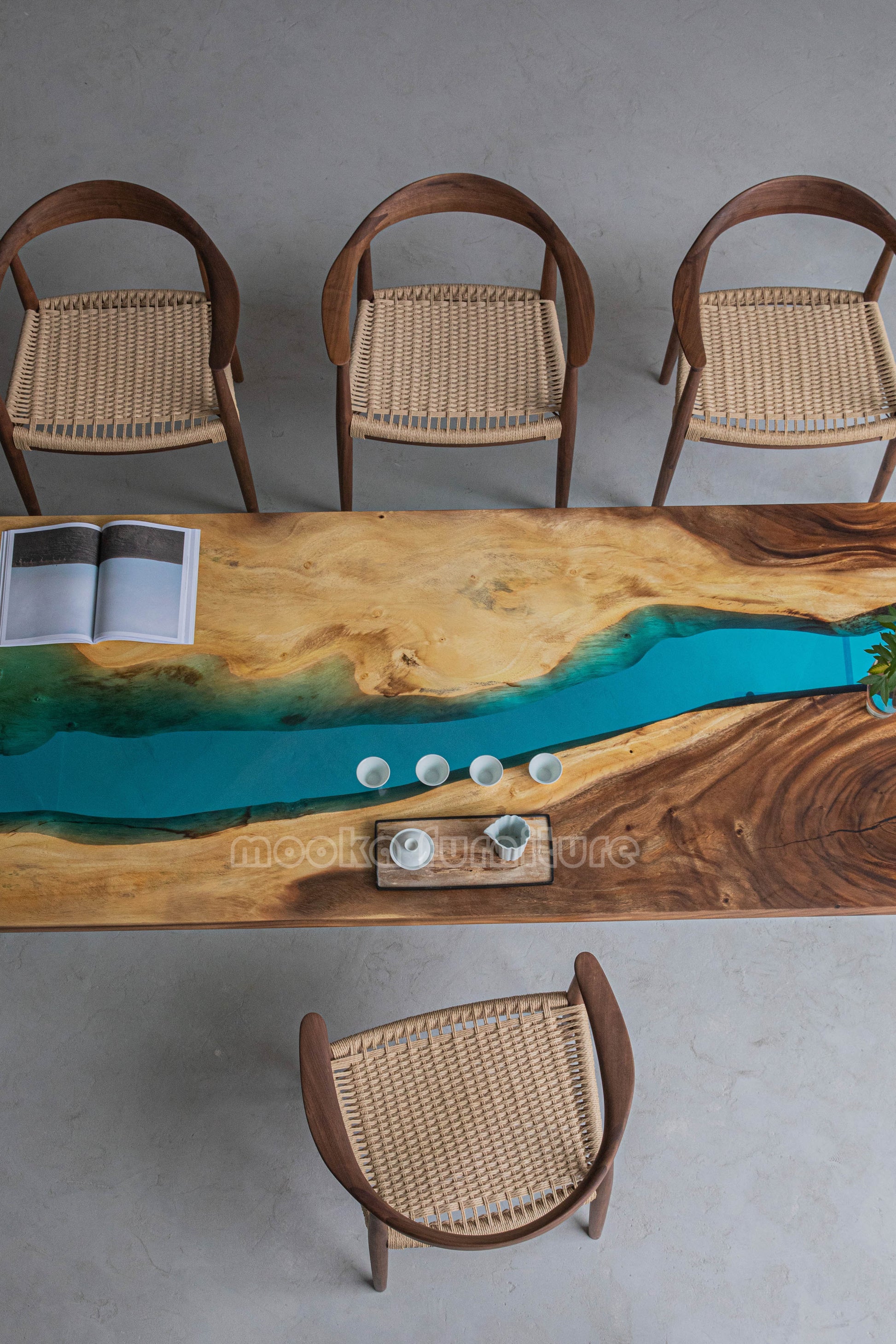 Resin Wood Dining Table - MOOKAFURNITURE