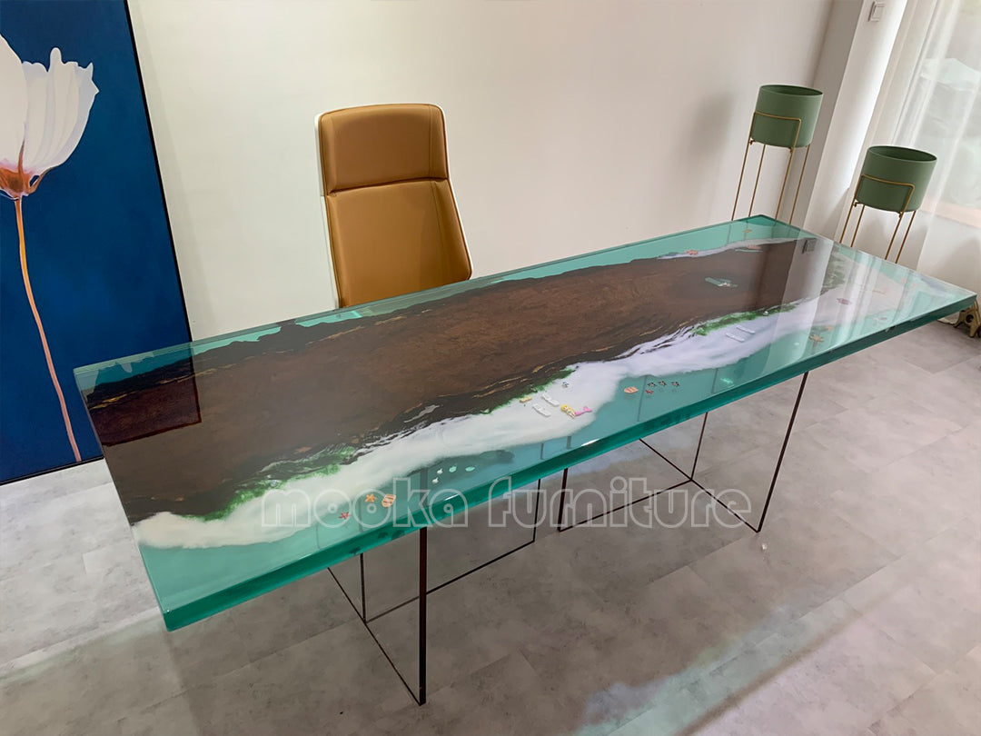 Resin Wood Dining Table - MOOKAFURNITURE