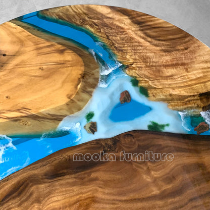 Resin Wood Dining Table - MOOKAFURNITURE