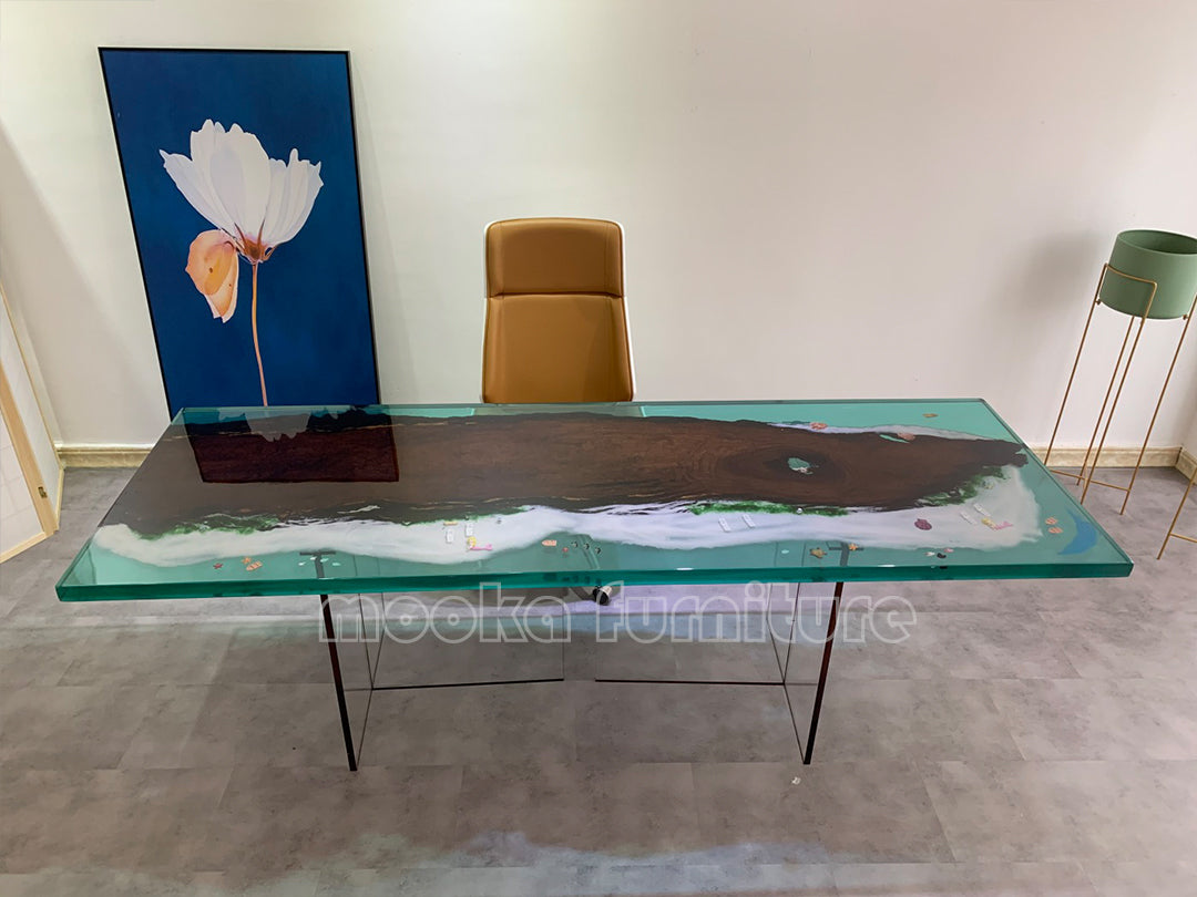 Resin Wood Dining Table - MOOKAFURNITURE