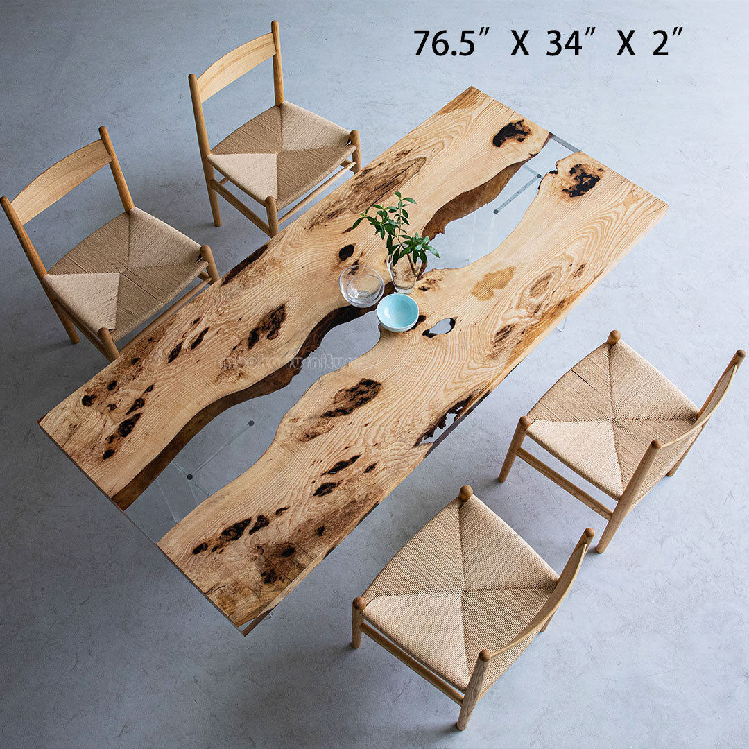 Resin Wood Dining Table - MOOKAFURNITURE