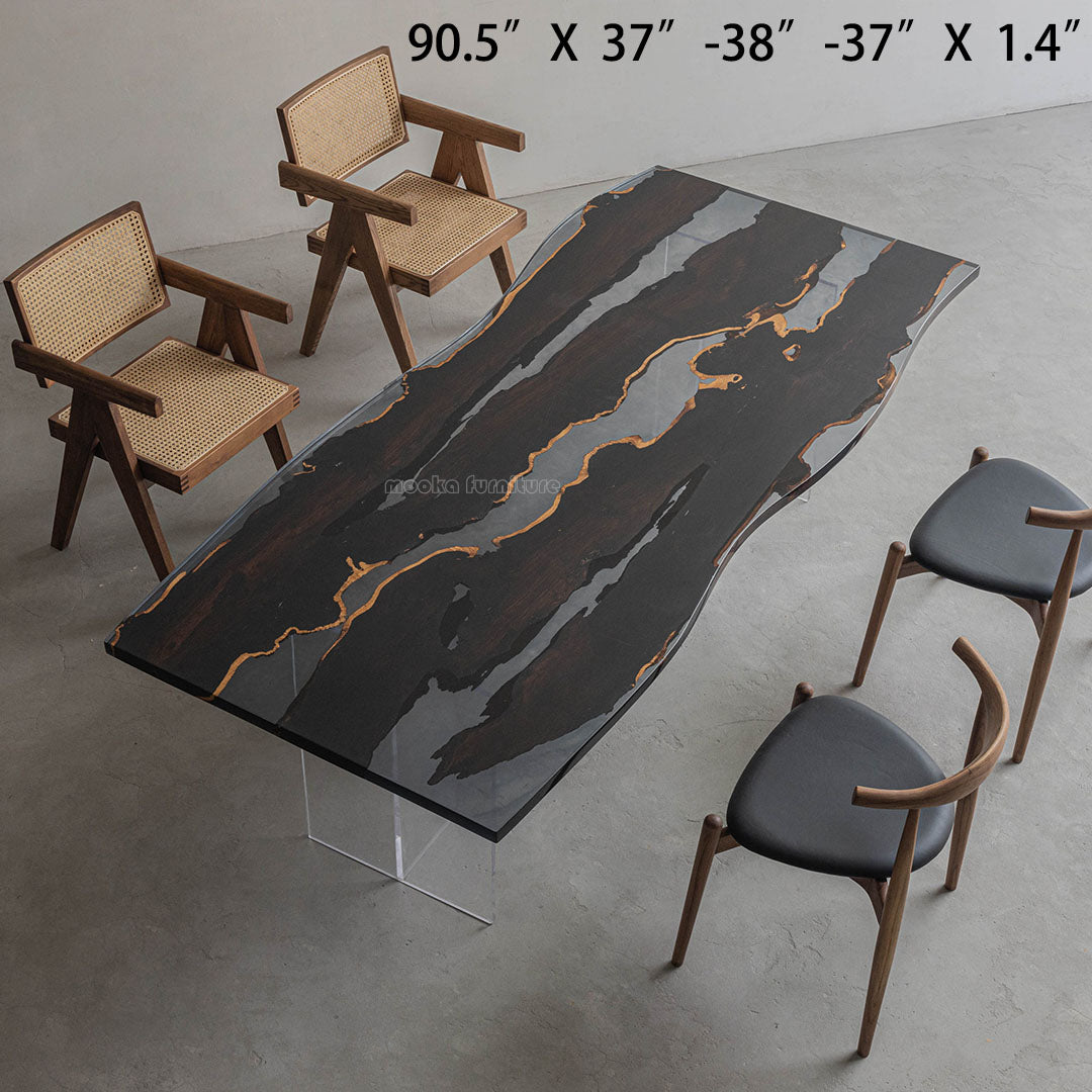 Resin Wood Dining Table - MOOKAFURNITURE