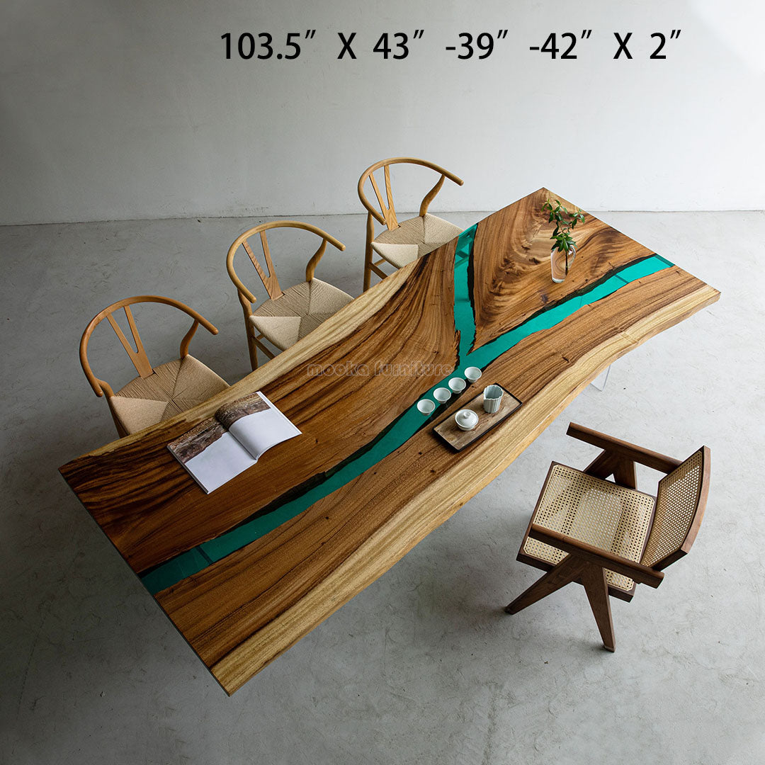 Resin Wood Dining Table - MOOKAFURNITURE