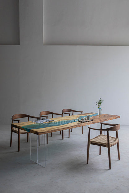 Resin Wood Dining Table - MOOKAFURNITURE