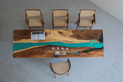 Resin Wood Dining Table - MOOKAFURNITURE