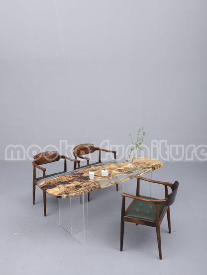 Resin Wood Dining Table - MOOKAFURNITURE