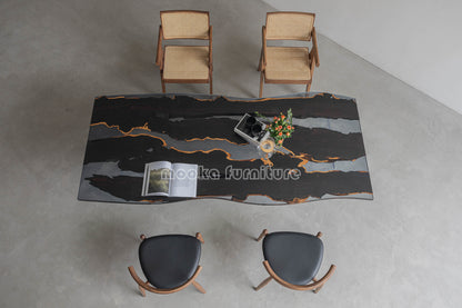 Resin Wood Dining Table - MOOKAFURNITURE