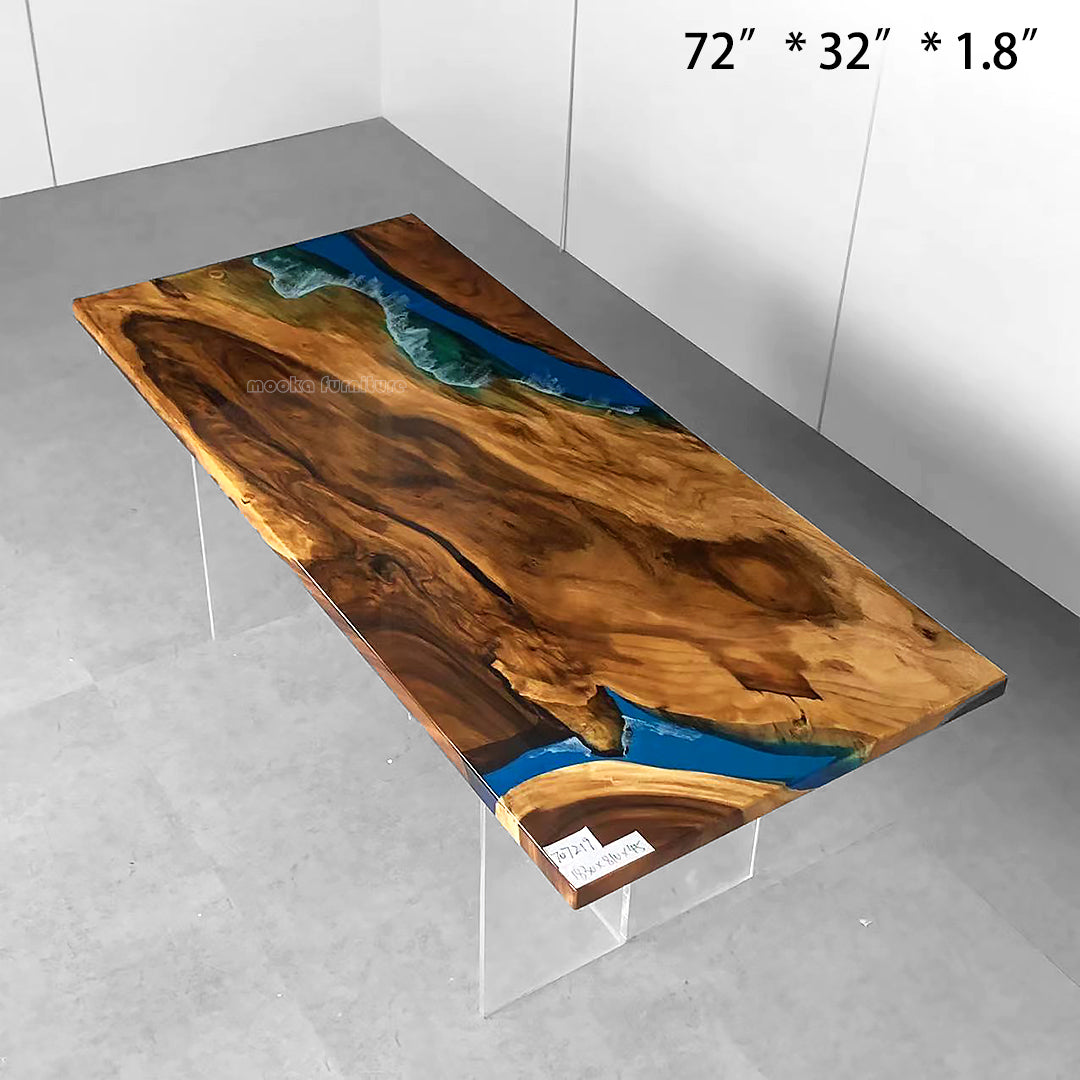 Resin Wood Dining Table - MOOKAFURNITURE